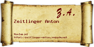 Zeitlinger Anton névjegykártya